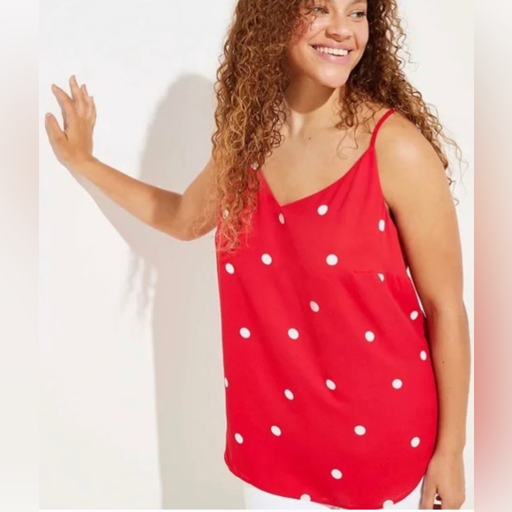 LOFT Plus Red and White Polka Dot Swing Cami